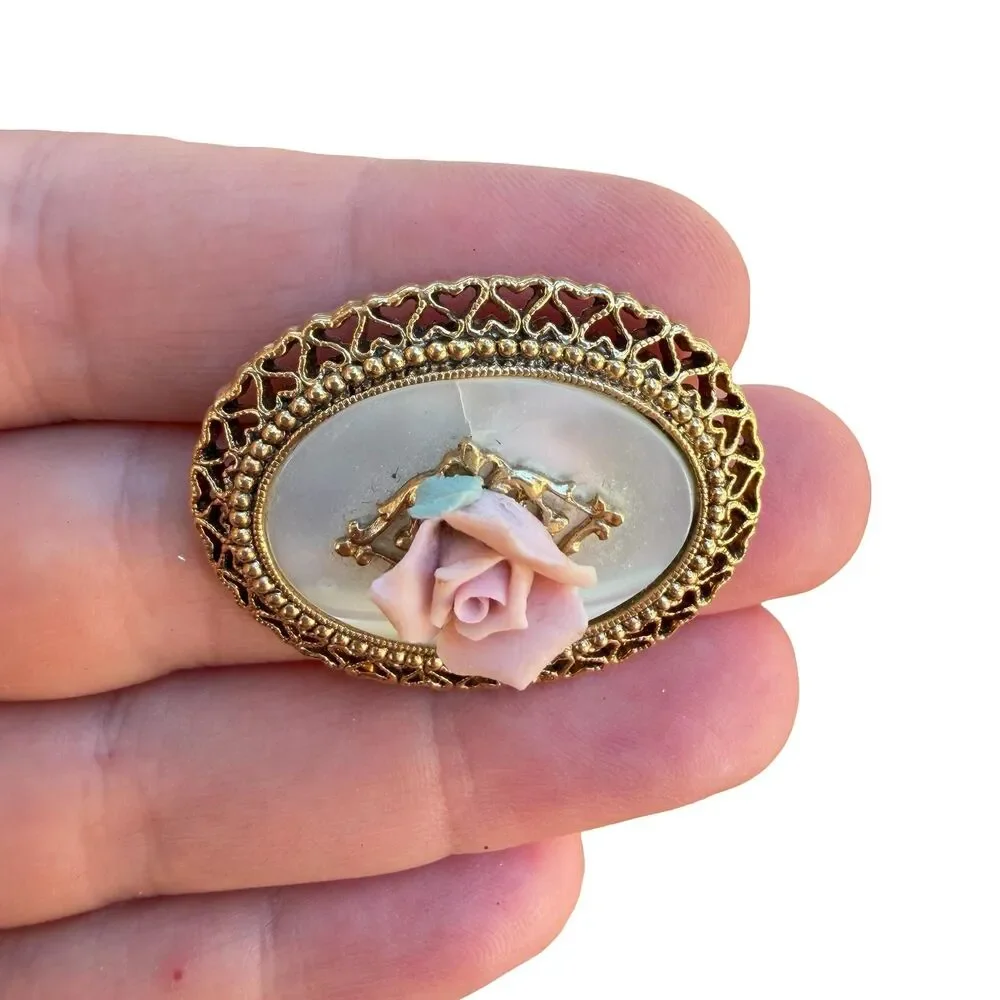 Vintage Jewelry 1928 Rose Brooch Floral Victorian Pin